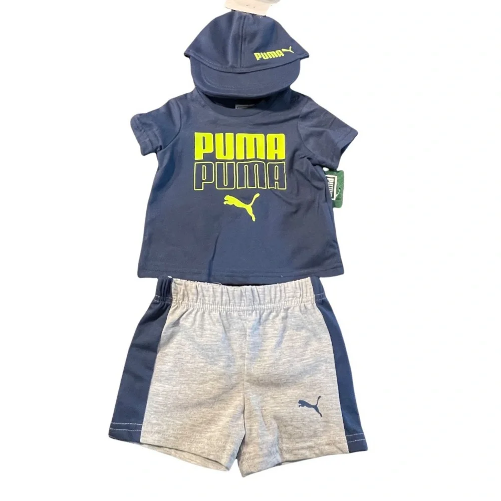 Puma sports attire shorts, tshirt and hat 3 piece newborn 0-3 month set NWT - Picture 7 of 7